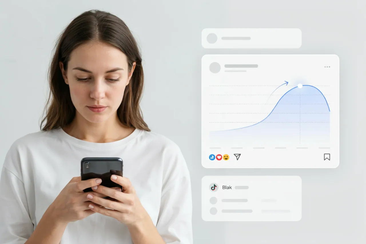 Creator reviewing follower activity read from an analytics chart