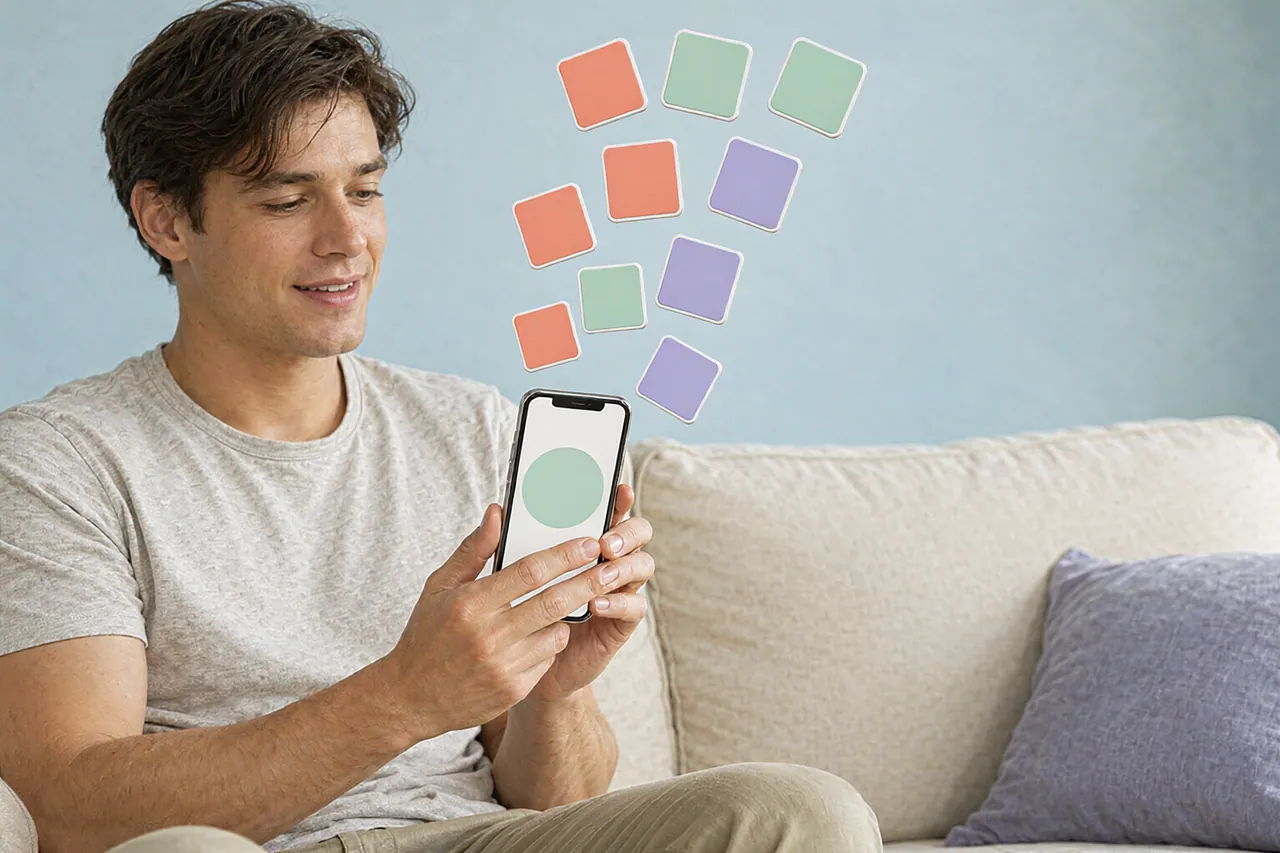 Creator frees up phone storage as small pastel tiles float away from the screen