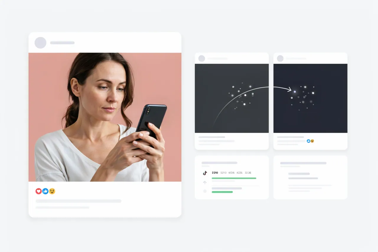 Creator reviewing a share carrying content to a new audience
