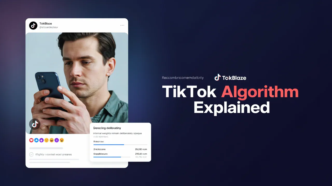 Editorial image for TikTok Algorithm Explained with a creator, smartphone and supporting topic graphics