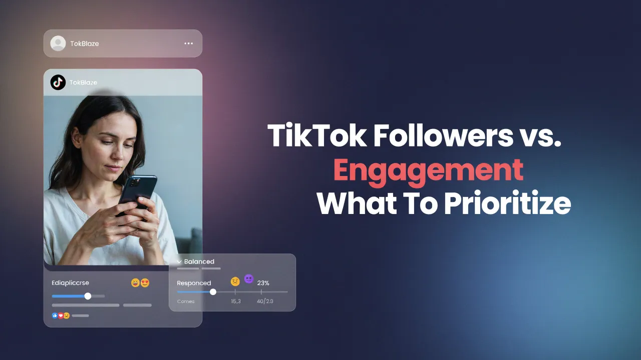 Editorial image for TikTok Followers vs. Engagement What To Prioritize with a creator, smartphone and supporting topic graphics
