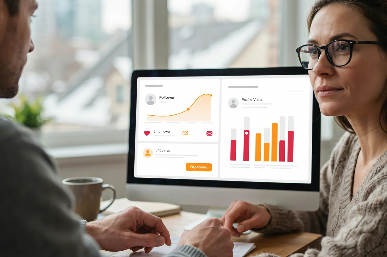 Strategist in Canada measuring profile visits and enquiries after an Instagram follower order
