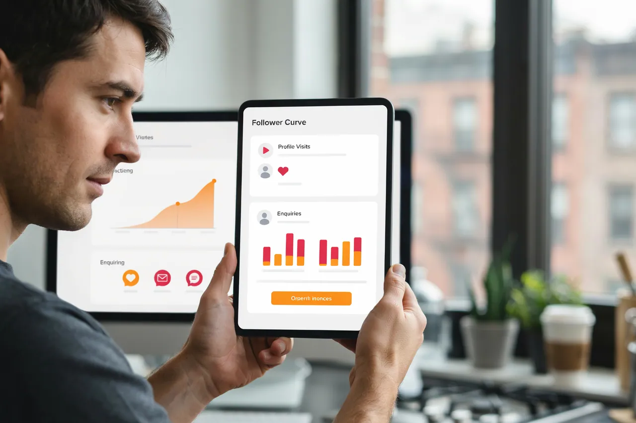 Strategist in United States measuring profile visits and enquiries after an Instagram follower order