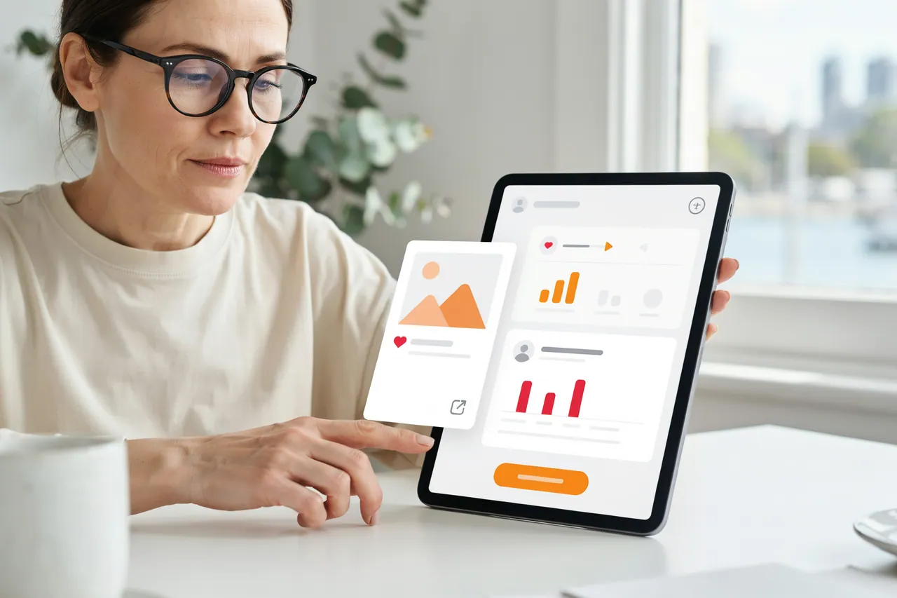 Creator in Australia reviewing a portfolio post before ordering likes
