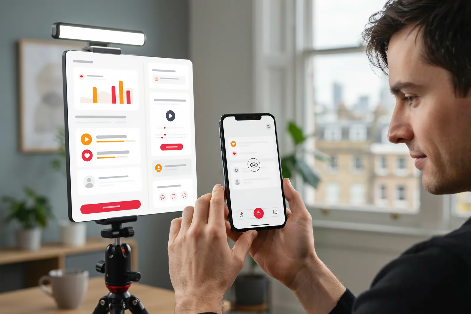 Creator in United Kingdom preparing a public Instagram Live broadcast