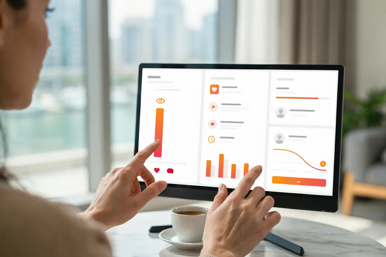 Marketer in United Arab Emirates comparing a Reel's view count with its retention curve