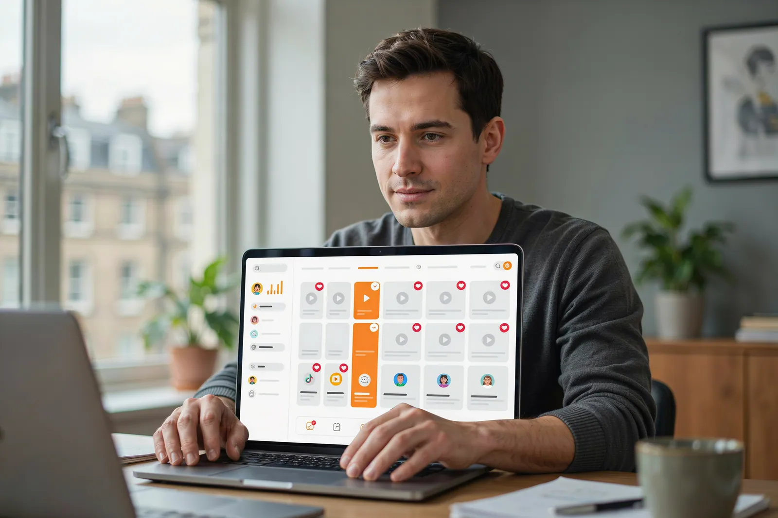 Creator in United Kingdom planning a weekly posting schedule with a like plan applied to each new video