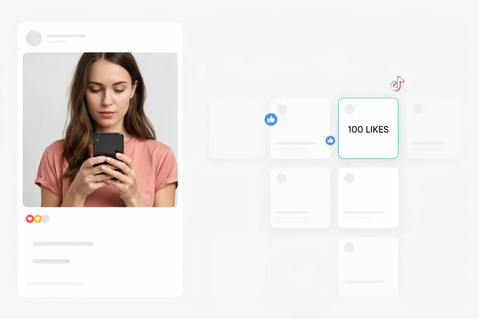 Creator comparing a 100 TikTok likes package for one public target