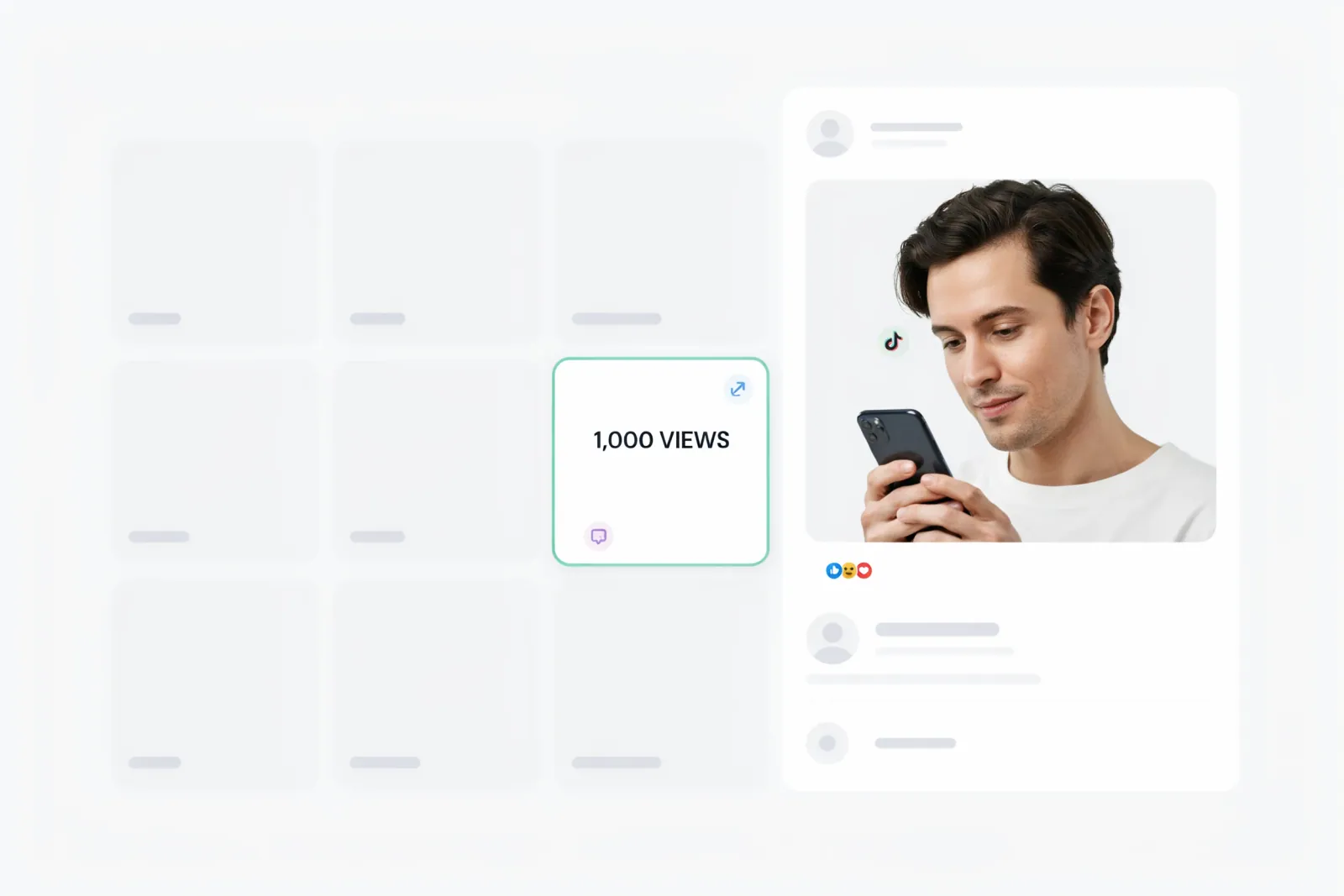 Creator comparing a 1,000 TikTok views package for one public target