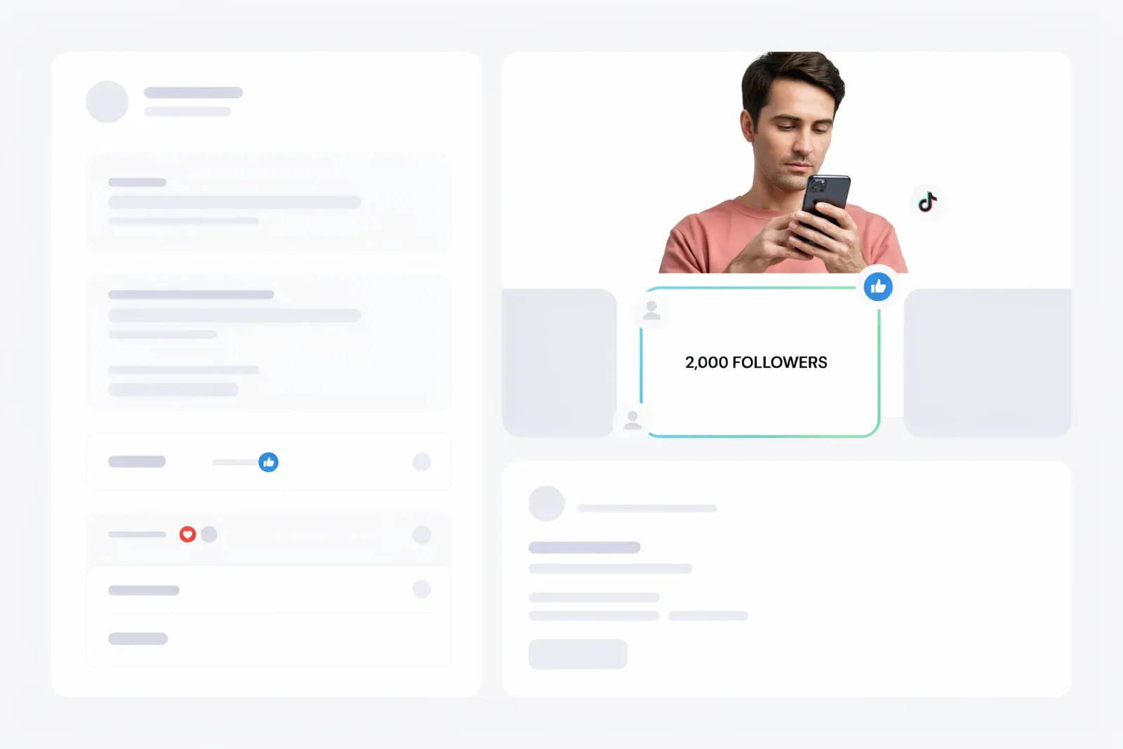 Creator comparing a 2,000 TikTok followers package for one public target