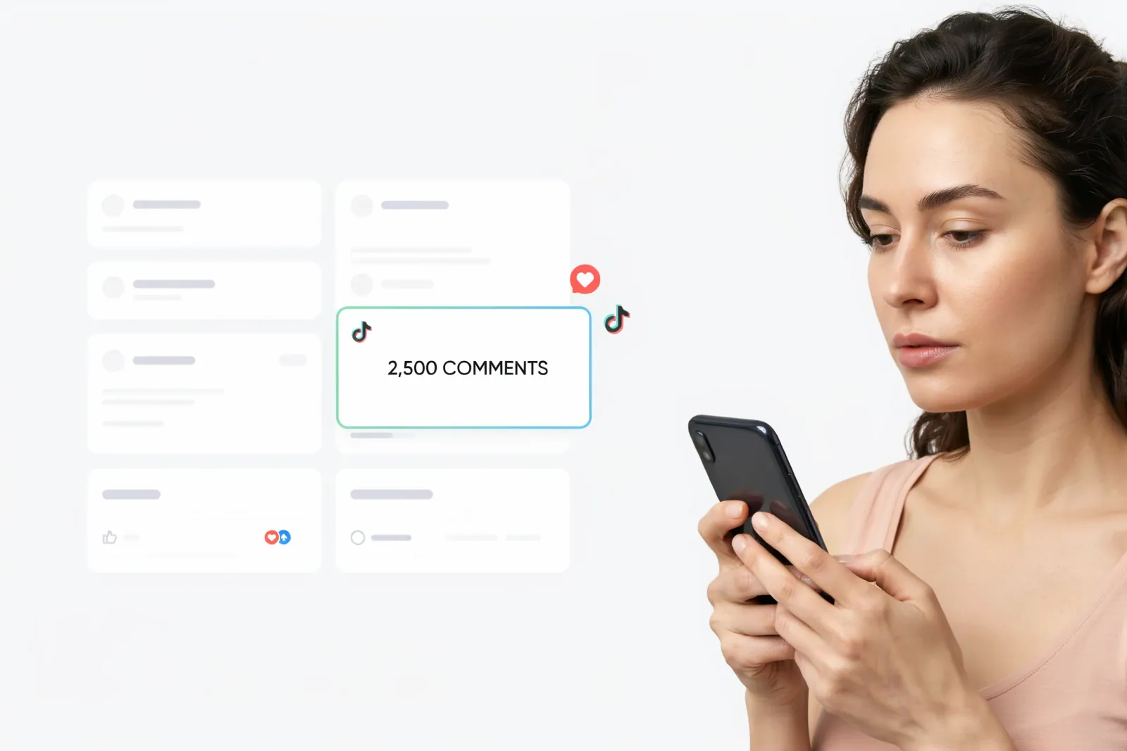 Creator comparing a 2,500 TikTok comments package for one public target