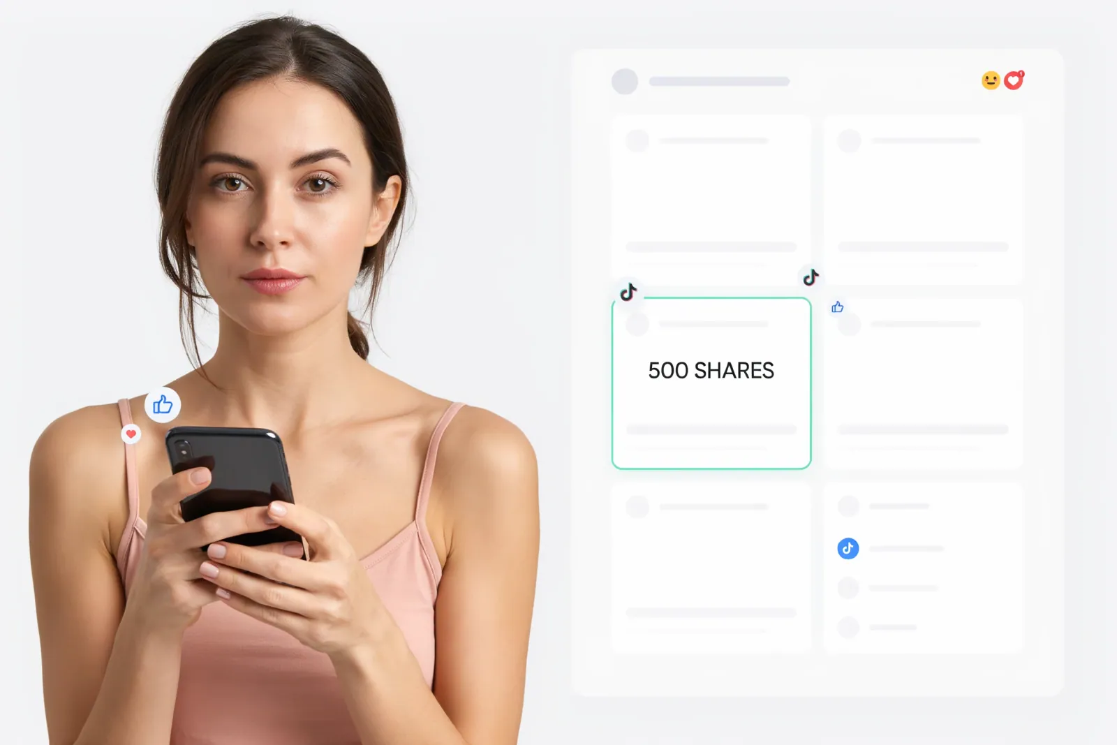 Creator comparing a 500 TikTok shares package for one public target