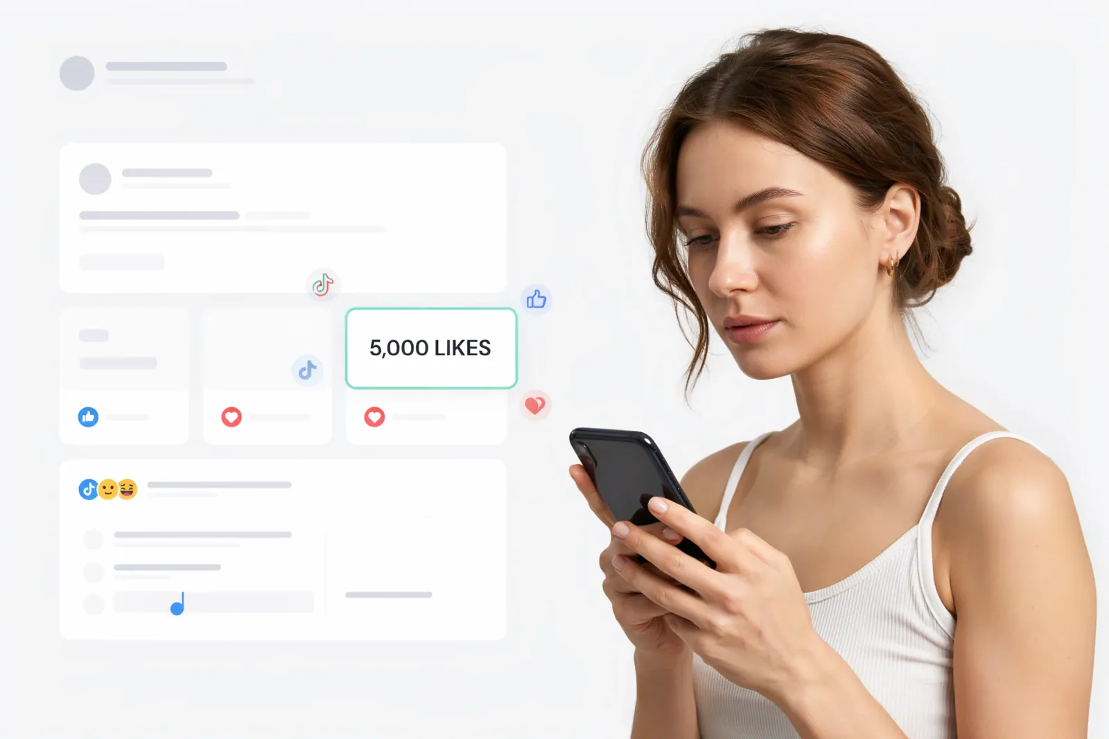 Creator comparing a 5,000 TikTok likes package for one public target