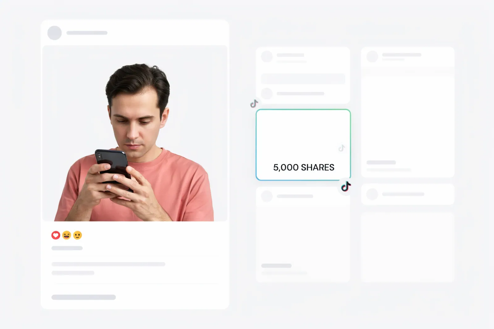 Creator comparing a 5,000 TikTok shares package for one public target