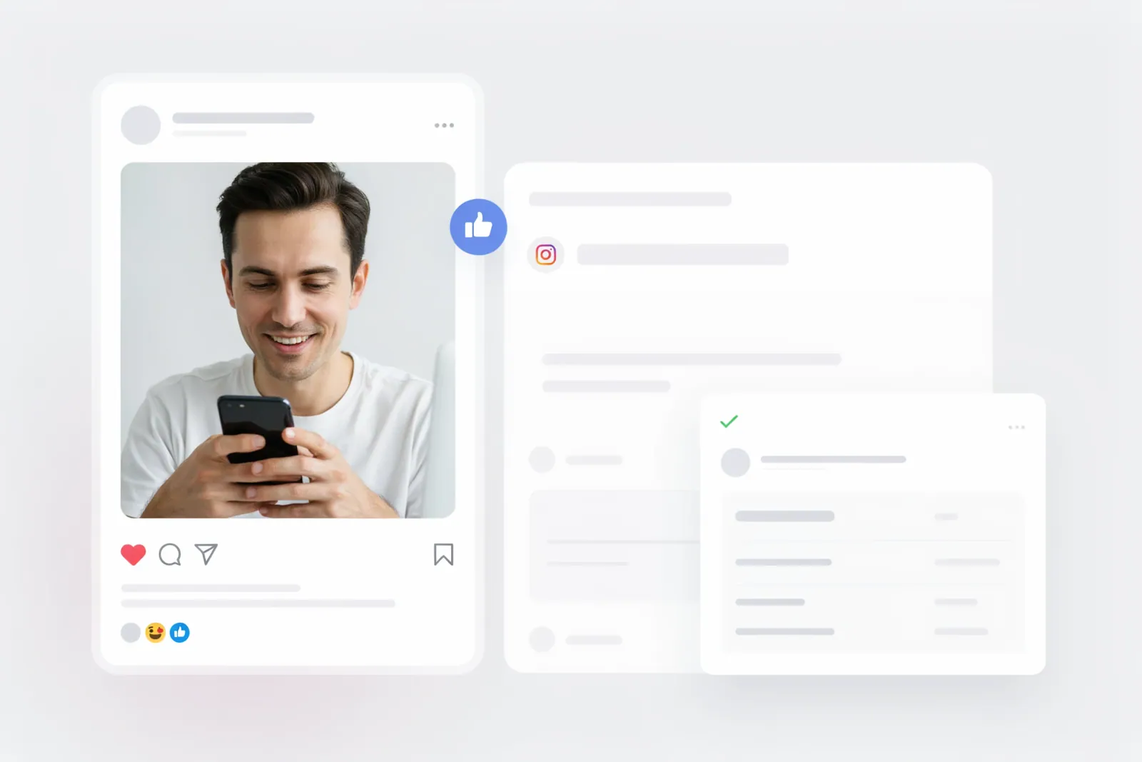 Creator using the Free Instagram Likes on a phone and laptop
