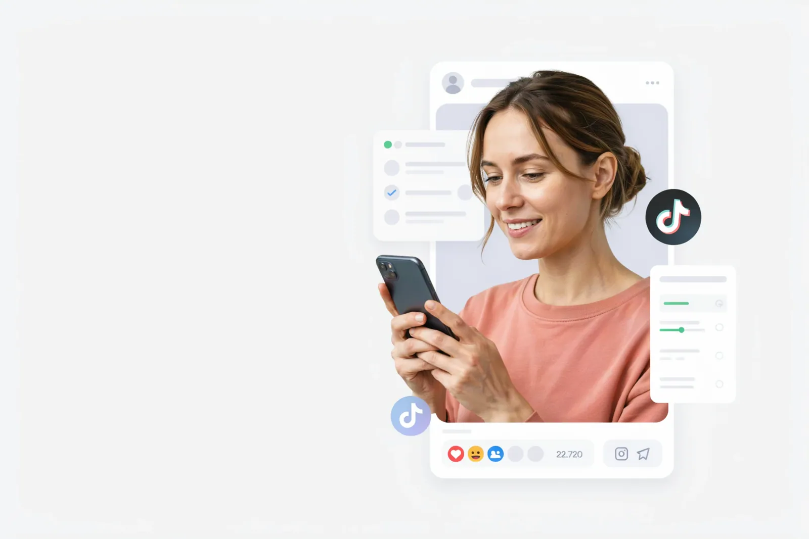Creator using the Free TikTok Views on a phone and laptop