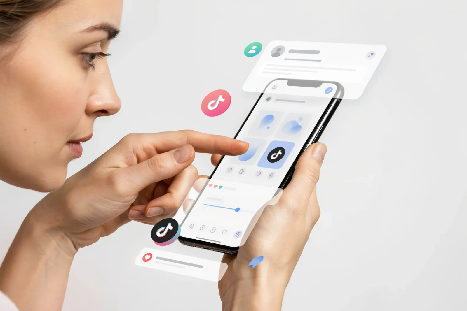 Creator using the TikTok Bio Generator on a phone and laptop