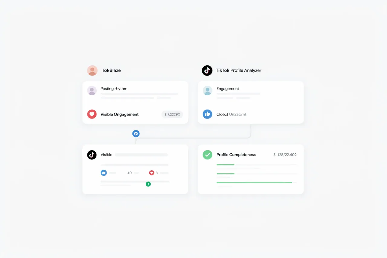 Clean interface visual showing how the TikTok Profile Analyzer organises its result